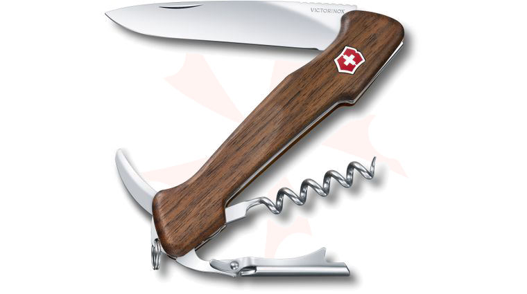 Victorinox Swiss Army Wine Master, Walnut Wood, 5.1 inch Closed, Leather Pouch