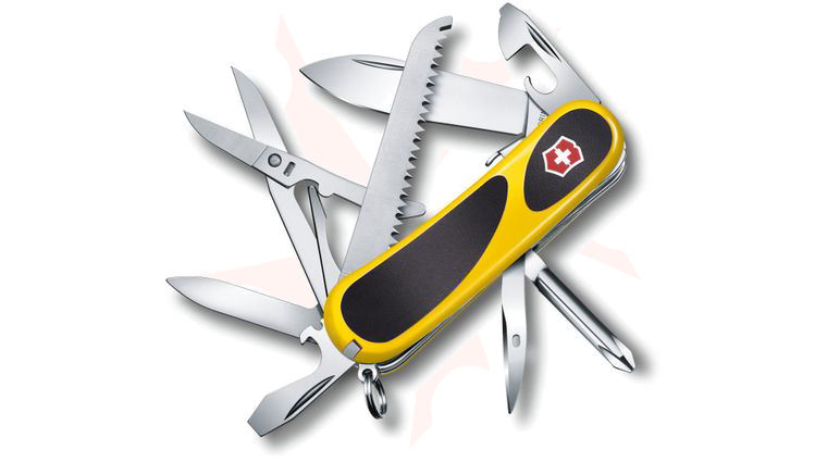 Victorinox Swiss Army Locking EvoGrip S18 Multi-Tool 3-3/8 inch Yellow Handles with Black Rubber Inserts