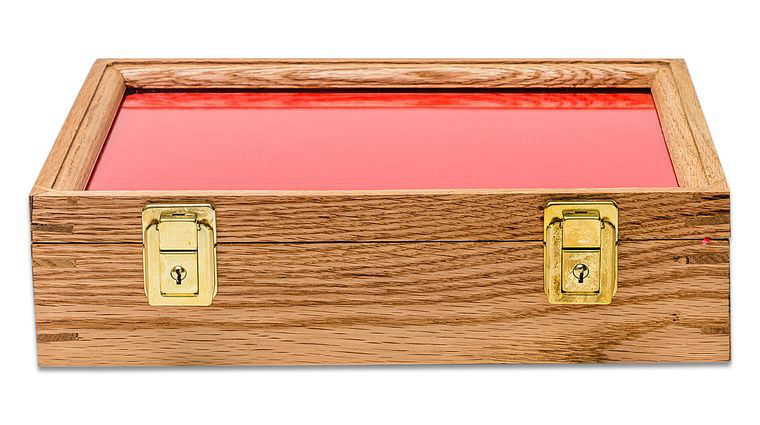 S&D Enterprises Oak Wood Display Case 9.5 inch x 12 inch x 2.875 inch