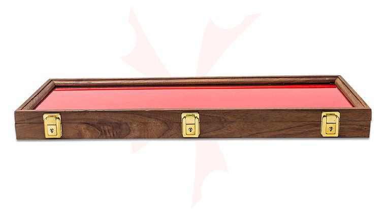 S&D Enterprises Walnut Wood Hinged Display Case 9 inch x 25 inch x 2 inch