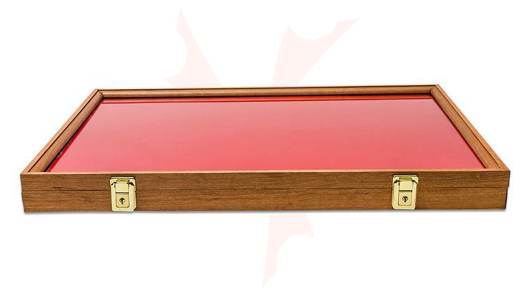 S&D Enterprises Cherry Wood Hinged Display Case 18 inch x 24 inch x 1.875 inch