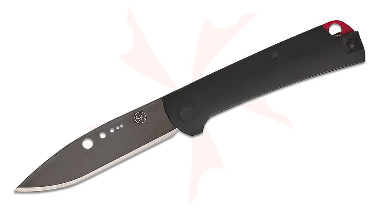 Sandrin Knives Dellatorre SK-1 Slipjoint Folding Knife 3.1 inch Polyhedral Tungsten Carbide DLC Drop Point Blade, Black PVD Stainless Steel Handles