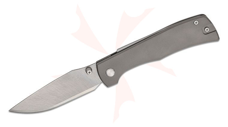 Sandrin Knives Monza Recoil Lock Folding Knife 3.38 inch Polyhedral Tungsten Carbide Raw Drop Point Blade, Titanium Handles