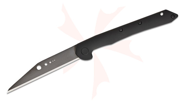 Sandrin Knives TCK 2.0 Slipjoint Folding Knife 3.1 inch Polyhedral Tungsten Carbide DLC Wharncliffe Blade, Black PVD Stainless Steel Handles