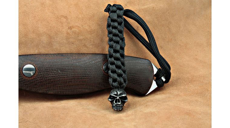 Schmuckatelli Black Oxidized Pewter Emerson Skull Lanyard, Black