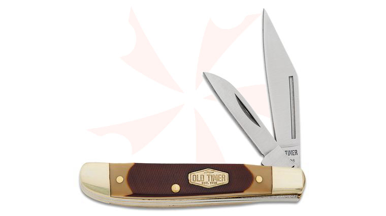 Schrade 72OT Old Timer Dog Leg Jack 2.83 inch Closed, Sawcut Delrin Handles with Nickel Silver Bolsters