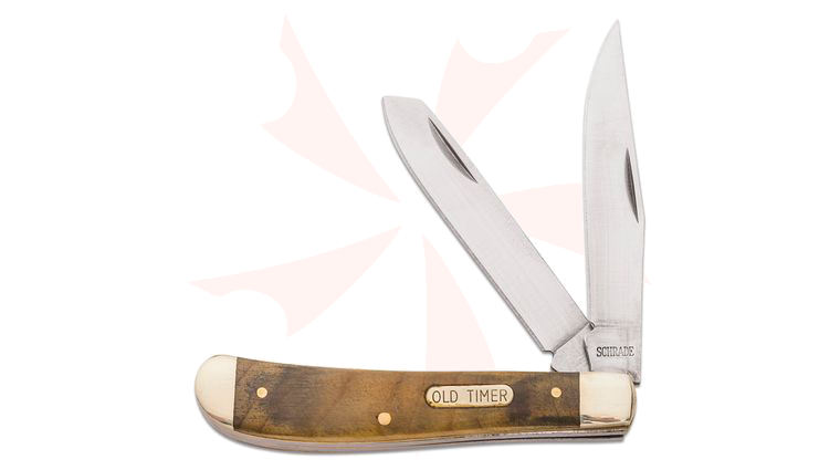 Schrade 94OTW Old Timer Gunstock Two Blade Trapper 3.9 inch Closed, Desert Ironwood Handles with Nickel Silver Bolsters