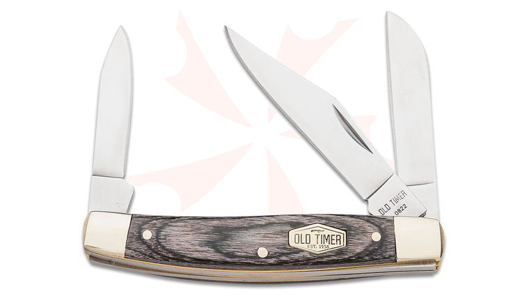 Schrade 34OTH Old Timer Heritage Middleman 3.3 inch Closed, Gray Laminate Wood Handles with Nickel Silver Bolsters