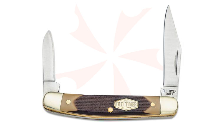 Schrade 104OT Old Timer Minuteman Slipjoint Folding Knife 2.8 inch Closed, Brown Sawcut Delrin Handles with Nickel Silver Bolsters