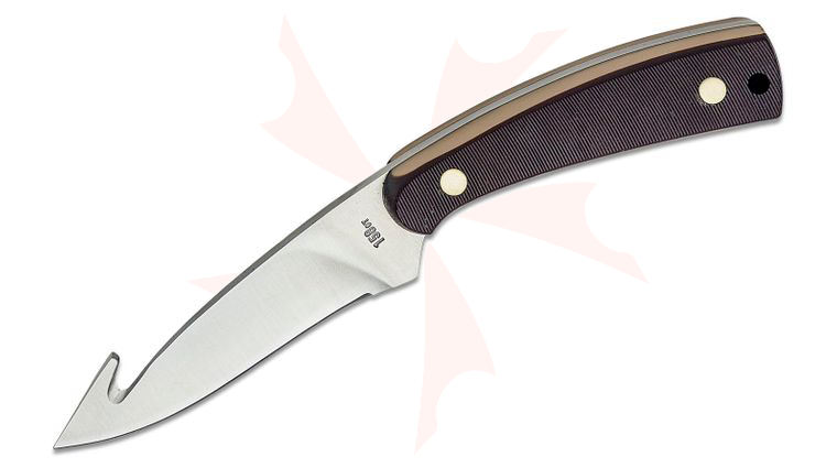 Schrade 158OT Old Timer Skinner Fixed 3.7 inch Blade with Gut Hook, Brown Sawcut Delrin Handles, Leather Sheath