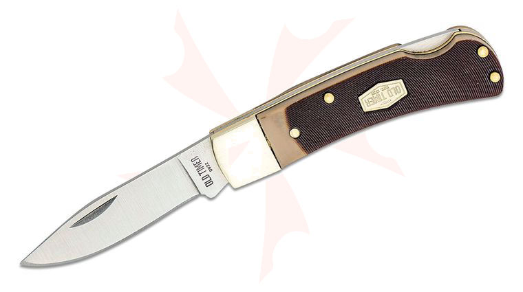 Schrade 3OT Old Timer Bearhead Folding Knife 2.2 inch Clip Point Blade, Brown Sawcut Delrin Handles with Nickel Silver Bolster