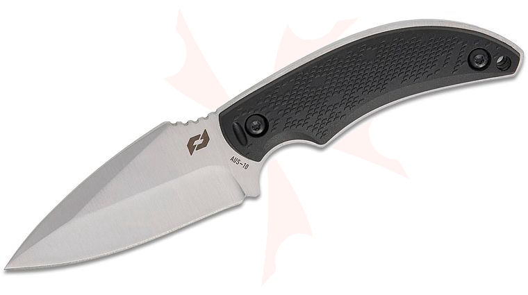 Schrade Delta Class Adder Fixed Blade Knife 2.75 inch AUS-10 Satin Drop Point, Black Polymer Handles, Injection Molded Sheath