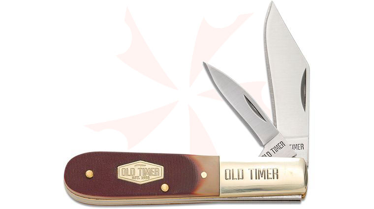 Schrade 280OT Old Timer Barlow Slipjoint Folding Knife 4 inch Closed, Brown Sawcut Delrin Handles with Nickel Silver Bolsters