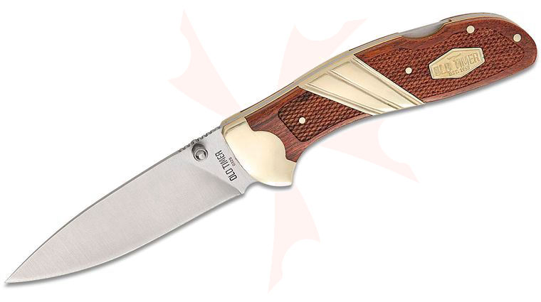 Schrade 32OT Old Timer Large Lockback Folding Knife 3.4 inch Satin Drop Point Blade, Textured Wood Handles with Nickel Silver Bolsters