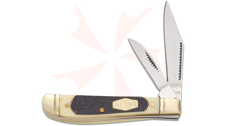 Schrade 72OTB Old Timer Dog Leg Jack 2.83 inch Closed, Genuine Saw Cut Bone Handles with Nickel Bolsters