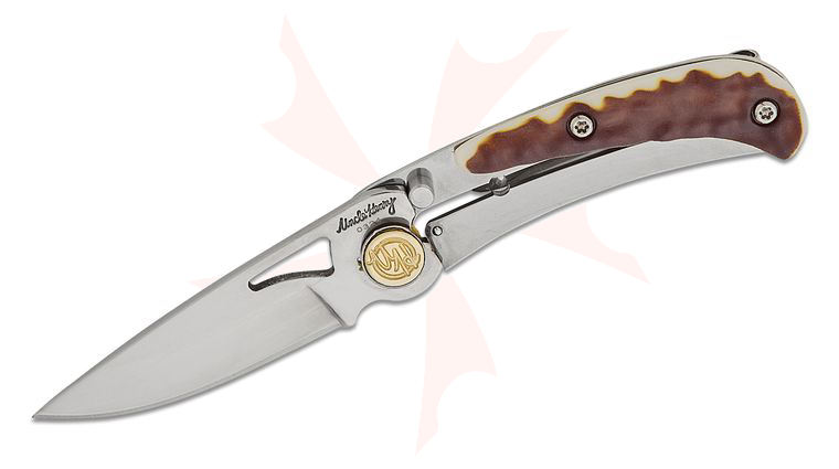 Schrade Uncle Henry Next Gen 3UH Frame Lock Folding Knife 2 inch Polished Drop Point Blade, Staglon and Steel Handles