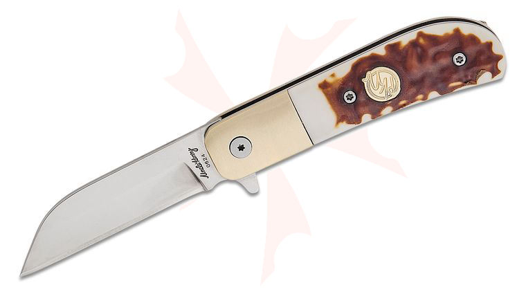 Schrade Uncle Henry Next Gen 6UH Barlow Assisted Flipper Knife 2.7 inch Polished Wharncliffe Blade, Staglon and Steel Handles