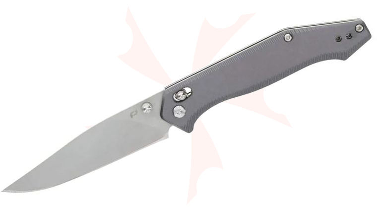 Schrade Delta Class Turnkey Pivot Lock (Crossbar) Folding Knife 3.2 inch AUS-10 Bead Blast Drop Point, Gray Aluminum Handles