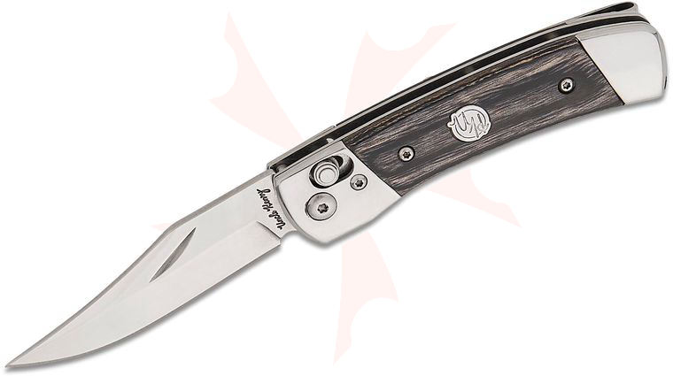Schrade PLB5 Uncle Henry Smokey Crossbar Lock Folding Knife 2.94 inch Polished Clip Point Blade, Black Wood Laminate Handles with Stainless Bolsters