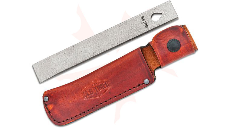 Schrade Old Timer Honesteel 7.125 inch Sharpening Steel, Leather Lanyard and Sheath