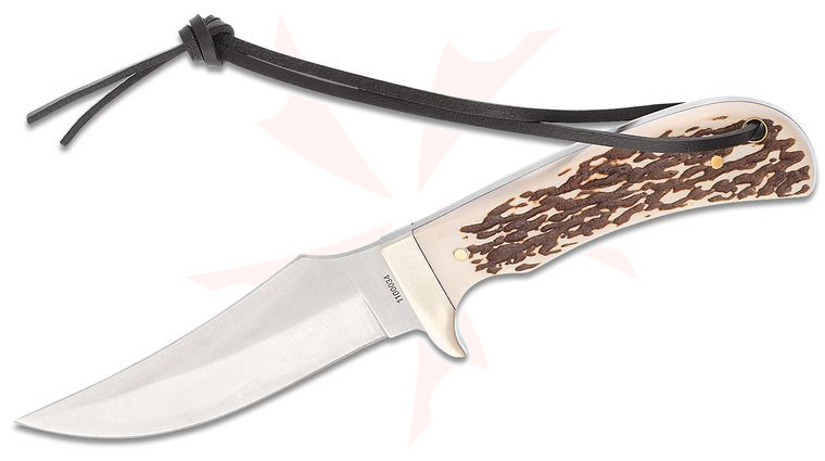 Schrade Uncle Henry Fixed Blade Knife 4.25 inch 7Cr17MoV Blade, Staglon Handles, Brown Leather Sheath