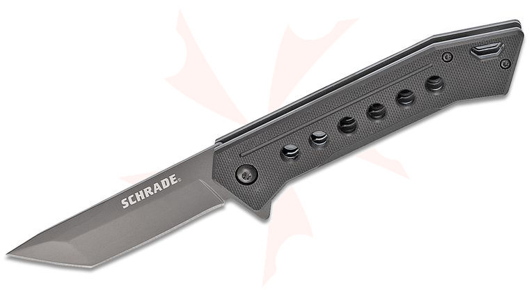 Schrade Ultra Glide Liner Lock Folding Knife 3.15 inch Ti-Nitrade Coated Tanto Blade, Black G10 Handles