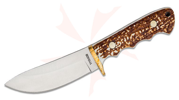 Schrade Next Gen 183UH Uncle Henry Elk Hunter Skinner Fixed Blade Knife 4.6 inch 7Cr17MoV Satin Blade, Stagalon Handles, Leather Sheath