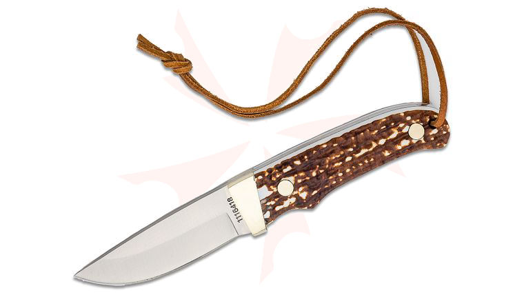 Schrade Next Gen PH1N Uncle Henry Fixed Blade Knife 3.6 inch Trailing Point, Stagalon Handles, Leather Sheath