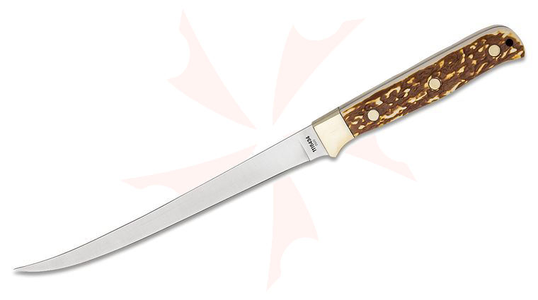 Schrade Next Gen 167UH Uncle Henry Fillet Knife 7.5 inch Blade, Stagalon Handles, Leather Sheath