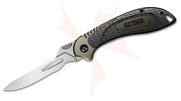 Schrade Old Timer Replaceable Blade Folding Knife Kit, FRN Handles with TPE Rubber Overmold, Polyester Sheath