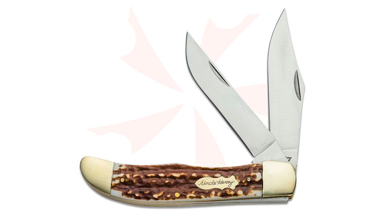 Schrade Uncle Henry 227UH Next Gen Traditional Folding Knife, 5.3 inch Closed, Next Gen Staglon Handles, Leather Sheath