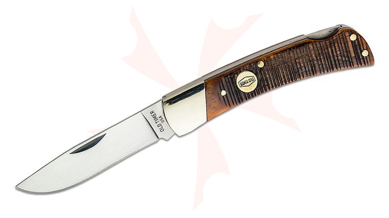 Schrade Old Timer USA Made Generational Series 5OTG Bruin Folding Knife 2.8 inch 1095 Satin Skinner Blade, Chestnut Bone Handles with Nickel Silver Bolsters