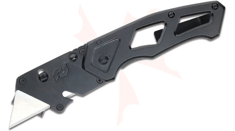Schrade Delta Class Tradesman Folding Utility Knife 1.1 inch Replaceable Utility Blade, Black Stainless Steel Handles