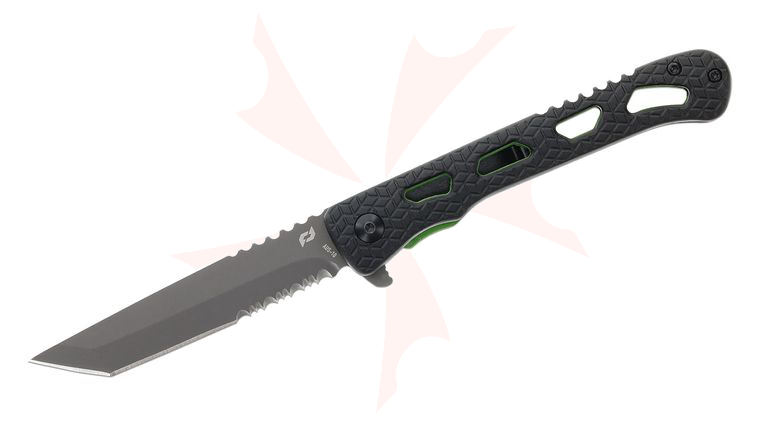 Schrade Delta Class Inert CLR Flipper Knife 3.5 inch AUS-10 Ti-Nitride Tanto Combo Blade, Black Aluminum Handles