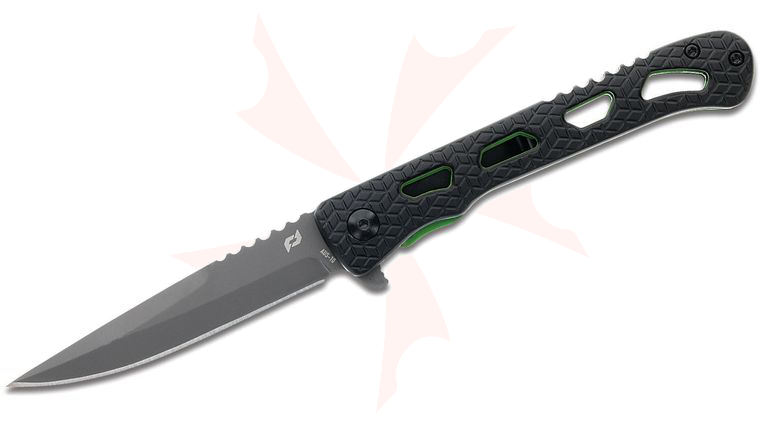Schrade Delta Class Inert CLR Flipper Knife 3.5 inch AUS-10 Ti-Nitride Drop Point Blade, Black Aluminum Handles