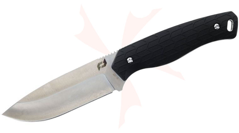 Schrade Delta Class Exertion DP Fixed Blade Knife 4 inch AUS-10 Satin Drop Point Blade, Black Kraton Handles, Injection Molded Sheath