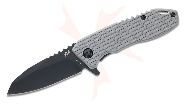 Schrade Delta Class Tenacity BLK Flipper Knife 2.5 inch AUS-10 Black Modified Drop Point Blade, Gray Aluminum Handles