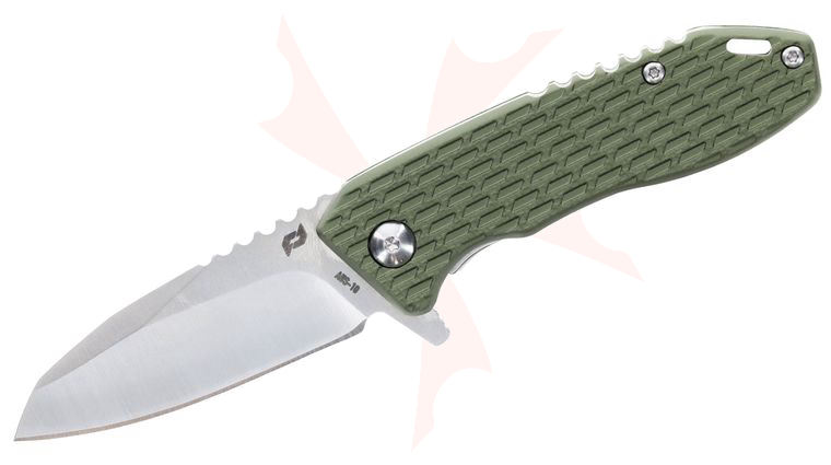 Schrade Delta Class Tenacity Flipper Knife 2.5 inch AUS-10 Satin Modified Drop Point Blade, OD Green Aluminum Handles
