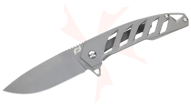 Schrade Delta Class Ventricle Flipper Knife 3 inch AUS-10 Gray Drop Point Blade, Ti-Nitride Coated Skeletonized Aluminum Handles