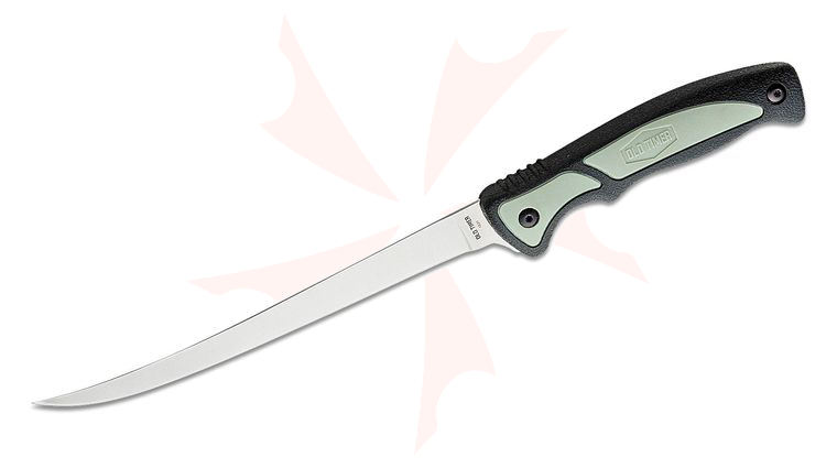 Schrade Old Timer Trail Boss Large Fillet Knife 7.5 inch Stainless Fillet Blade, Black and Gray TPE Handles, Black Molded Sheath