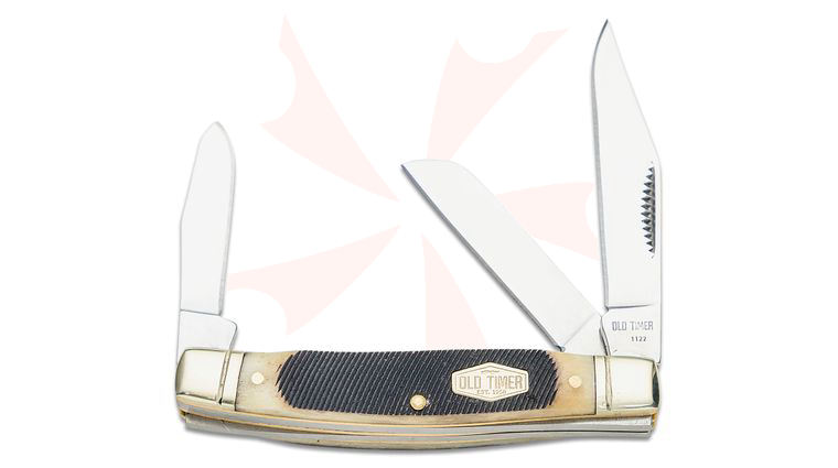Schrade 34OTB Old Timer Middleman 3.3 inch Closed, Sawcut Bone Handles with Nickel Silver Bolsters