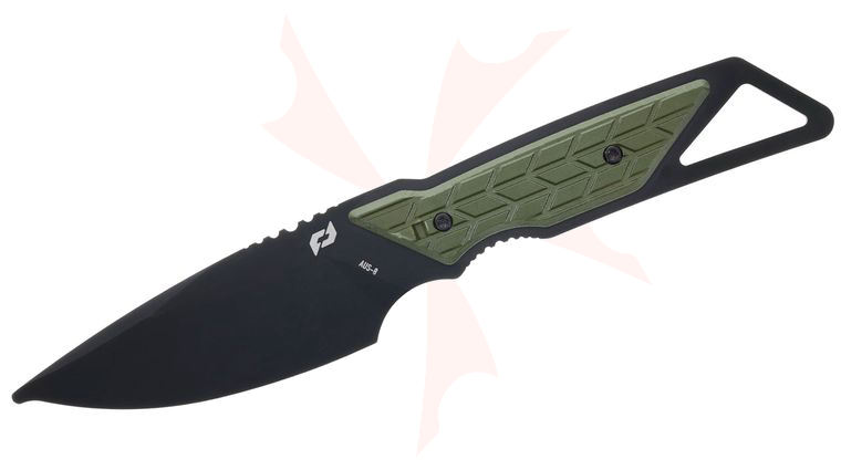 Schrade Delta Class Outback Fixed Blade Knife 3.75 inch AUS-8 Black Drop Point Blade, OD Green Overmold Handles, Injection Molded Sheath