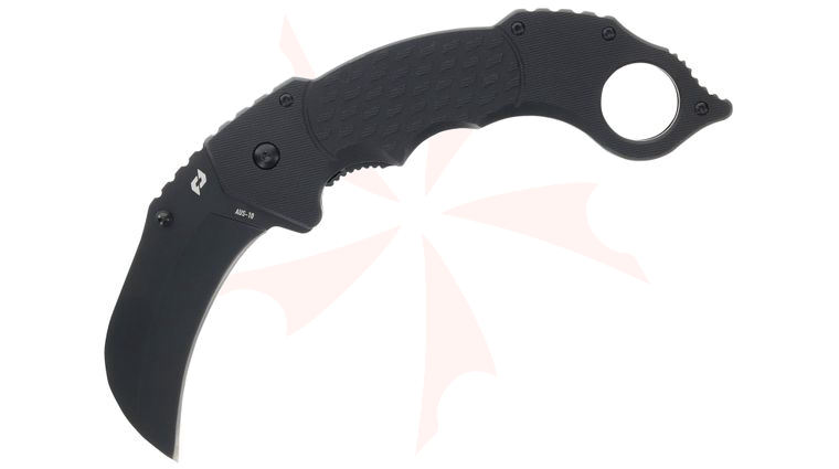 Schrade Delta Class Boneyard Folding Karambit 2.75 inch AUS-10 Black Hawkbill Blade, Black G10 Handles