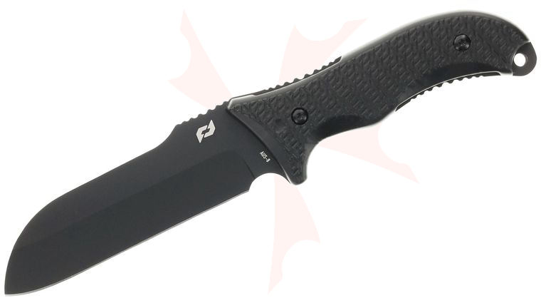 Schrade Delta Class Bedrock Sheepsfoot Fixed Blade Knife 4.25 inch AUS-8 Black Blade, Black Overmold Handles, Injection Molded Sheath