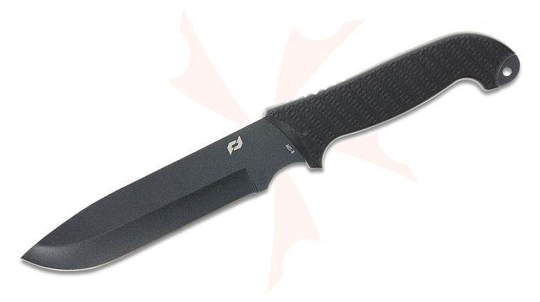 Schrade Delta Class Bedrock Fixed Blade Knife 6 inch AUS-8 Black Drop Point Blade, Black Overmold Handles, Injection Molded Sheath