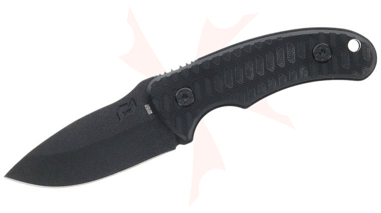 Schrade Delta Class Wolverine Mini Fixed Blade Knife 2.75 inch 65Mn Carbon Steel Black Teflon Drop Point, Black G10 Handles, Injection Molded Sheath
