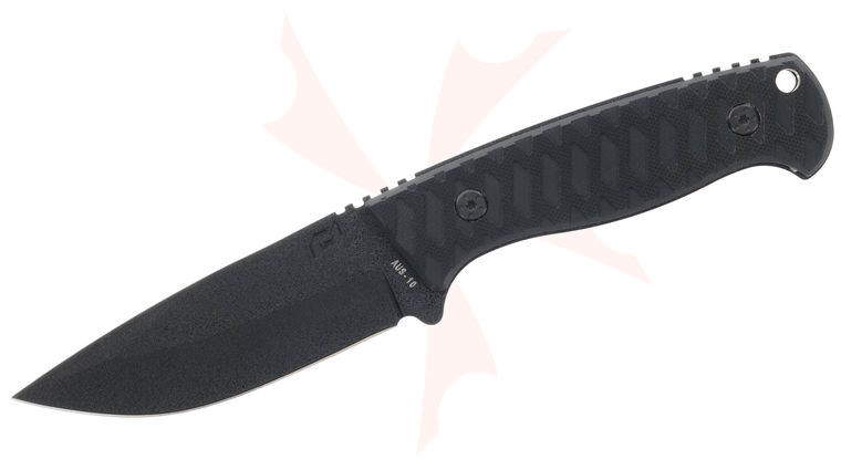 Schrade Delta Class Wolverine Fixed Blade Knife 3.75 inch AUS-10 Black Teflon Drop Point, Black G10 Handles, Injection Molded Sheath