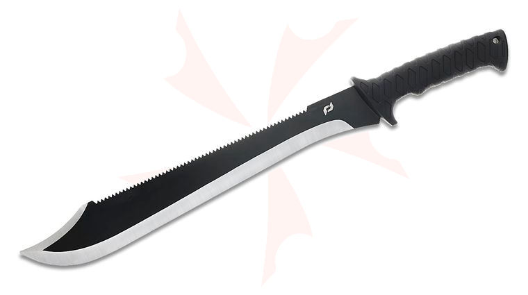 Schrade Delta Class Decimate Sawback Machete 14.5 inch 3Cr13 Black Blade, Black Overmold Handles, 1680D Polyester Sheath