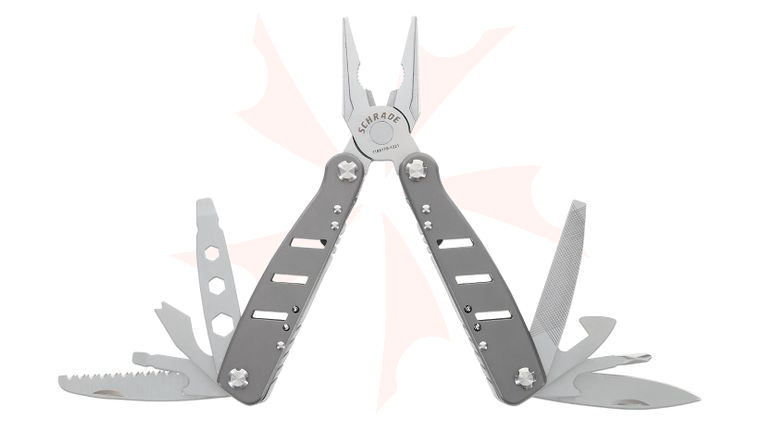Schrade Delta Class Callous Multitool, 2Cr Stainless Steel Construction, 1680D Polyester Sheath