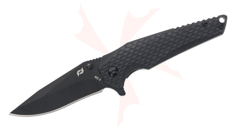 Schrade Delta Class Fanatic Flipper Knife 3.13 inch AUS-8 Black Clip Point Blade, Black G10 Handles